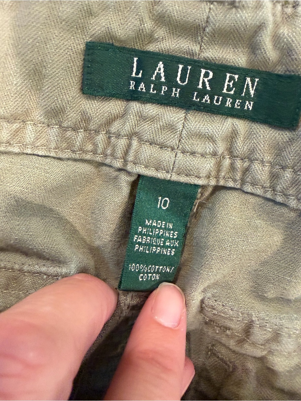 Vintage Ralph Lauren Green Utility Cargo Pants Cotton Size 10 - Picture 6 of 10